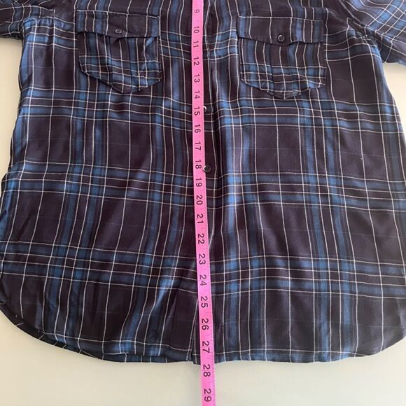 Anthropologie PAIGE Women T Shirt long sleeve Large viscose Button Down plaid - Picture 10 of 11